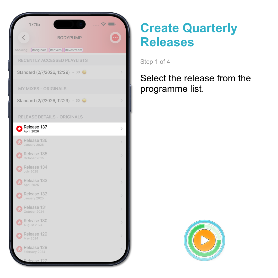 Create Quarterly Releases: Select the release from the programme list.