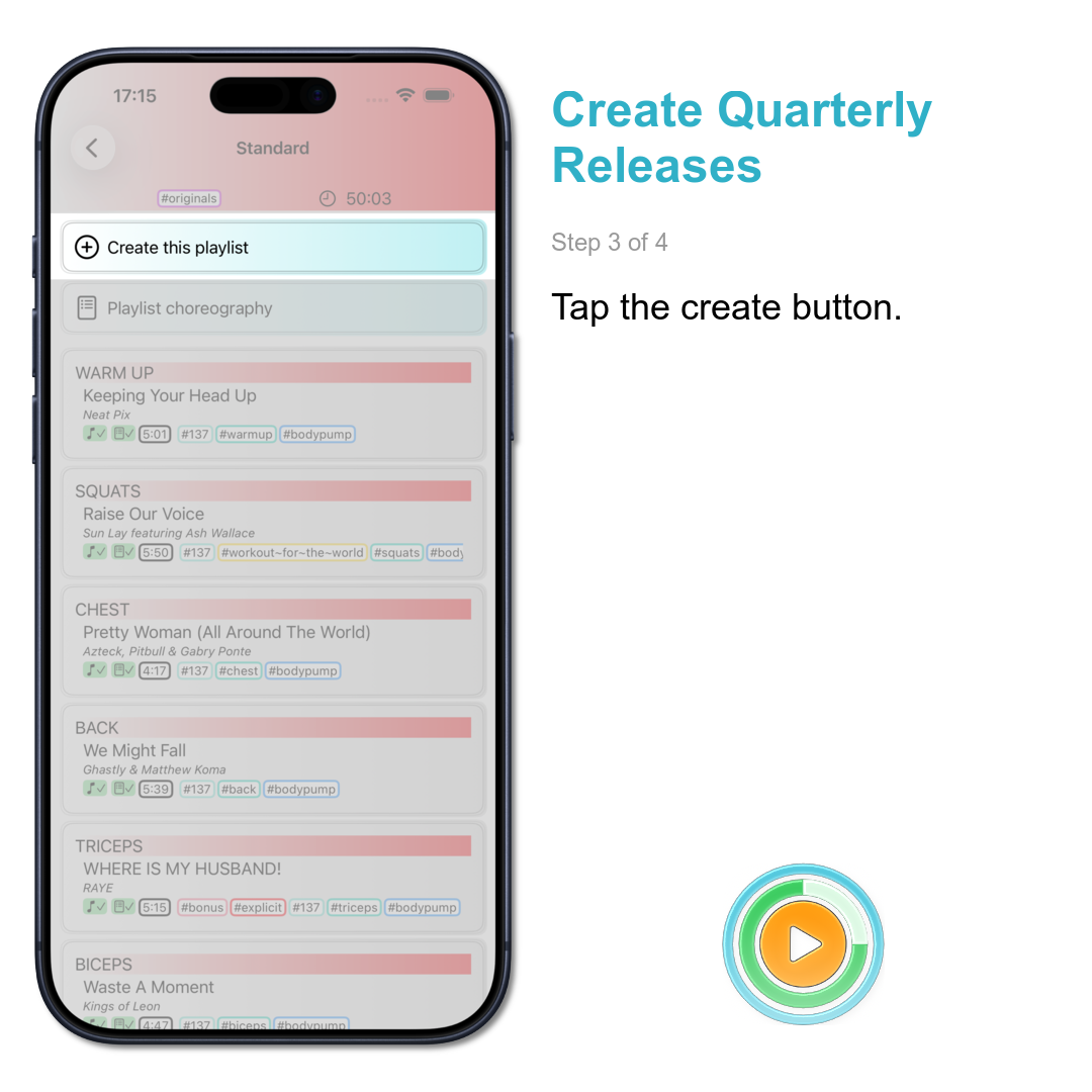 Create Quarterly Releases: Tap the create button.