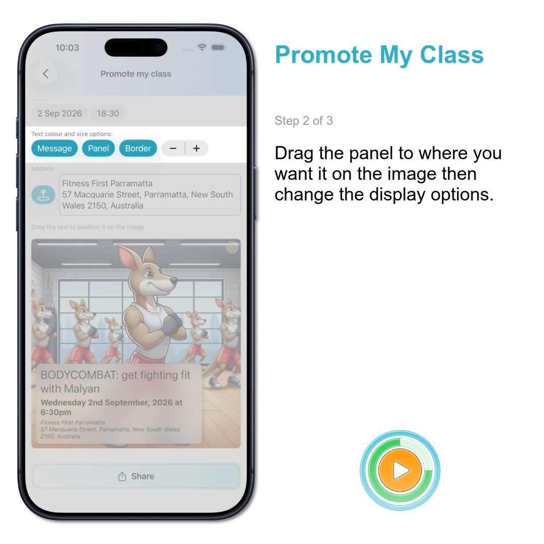 Promote My Class: Drag the panel to where you want it on the image then change the display options.